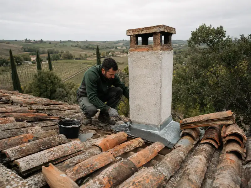 Chai viticole et dépendance couverte en tuile canal dans le vignoble gaillacois